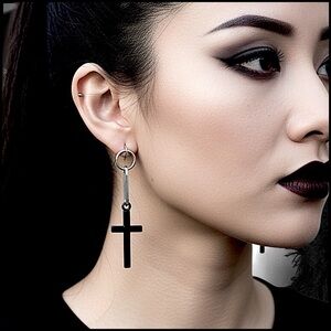 5 For $25💫Alternative Punk Black Cross Paperclip Dangles